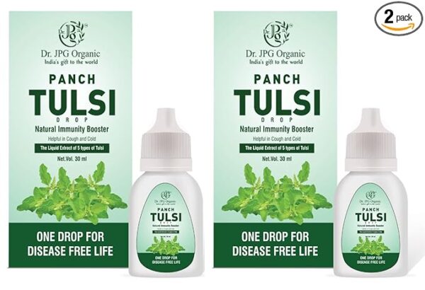 (pack of 2) Dr. JPG Organic Panch Tulsi Drops 30ml / Panch Tusli Drops Extract/Natural Imunity Booster.