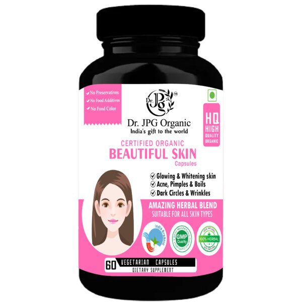 Beautiful skin 500mg, 60veg. Cap. | INDIA Organic Certified | ISO & GMP Certified.