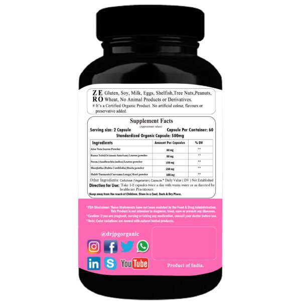 Beautiful skin 500mg, 60veg. Cap. | INDIA Organic Certified | ISO & GMP Certified. - Image 2