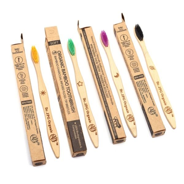 Bamboo Toothbrush for Adults Pack Of 4. (Multi Color Brush For Adult) - Image 3