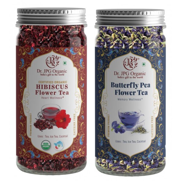 Blue Tea (Butterfly Pea Tea) 25g & Hibiscus Tea 50g | 100% Organic | INDIA ORGANIC Certified | ISO & GMP Certified