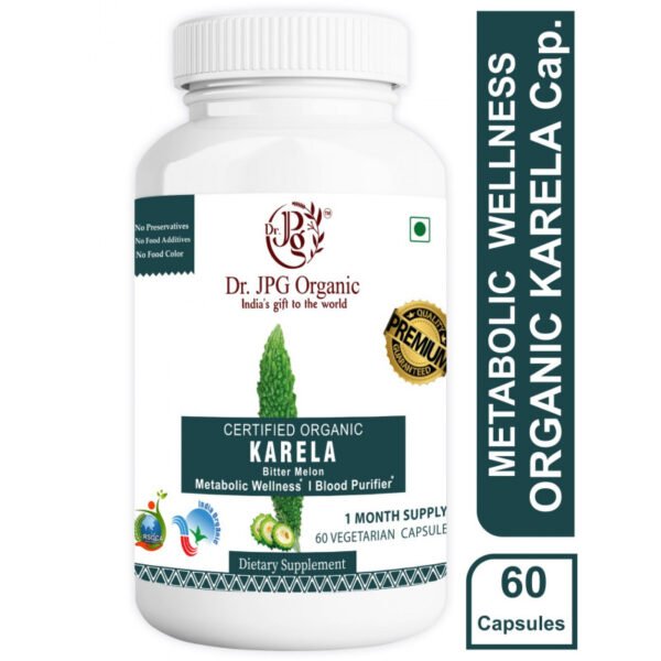 Karela Capsules For Diabetic & Sugar 500 mg 60 Veg. Capsules | INDIA ORGANIC Certified | ISO & GMP Certified | 100% Organic.