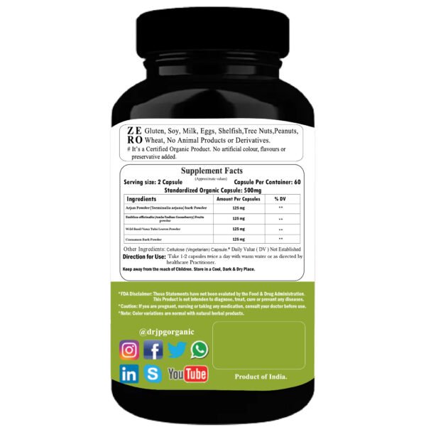 Lipid care 500mg, 60veg. Cap. | INDIA Organic Certified| ISO & GMP Certified. - Image 3