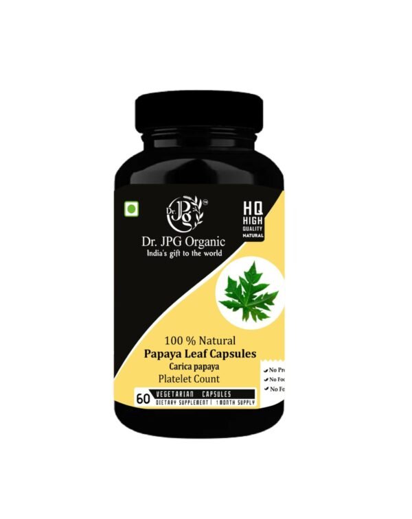 Dr. JPG Organic papaya capsuels 60veg. For Pletlets Count/Papaya Leaf powder CapsulesOrganic Certified
