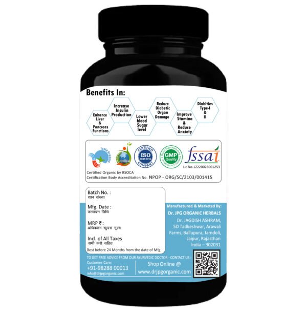 Sugar Balance 500mg, 60 veg Cap. | INDIA Orgnaic Certified | ISO & GMP Certified. - Image 3