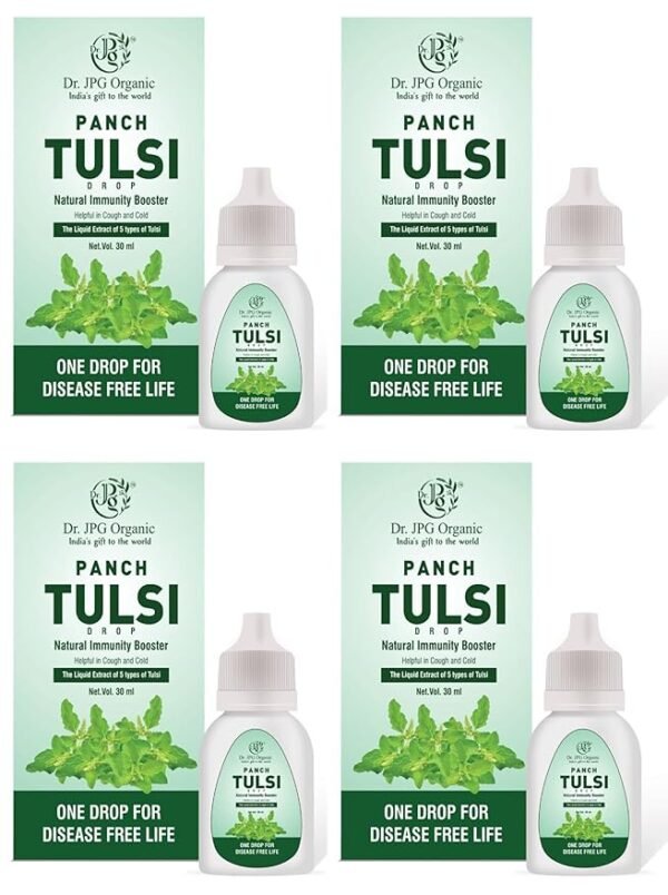 (pack of 4) Dr. JPG Organic Panch Tulsi Drops 30ml / Panch Tusli Drops Extract/Natural Imunity Booster.