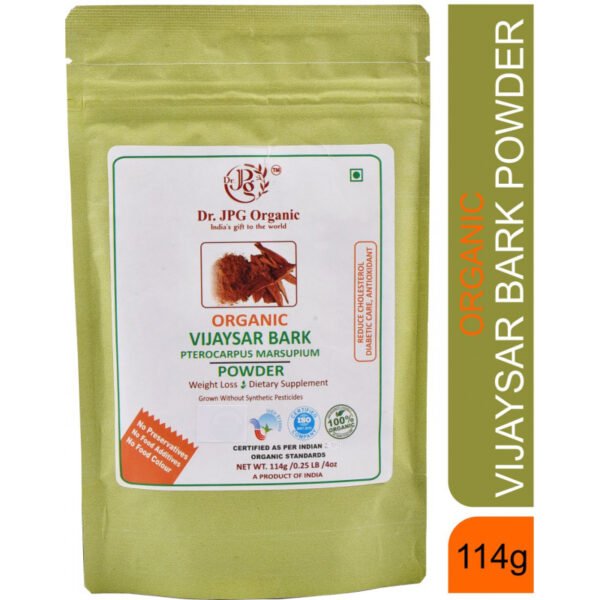 Vijaysar Powder-114g | Pterocarpus Marsupium | 100% Organic | INDIA ORGANIC certified | ISO & GMP Certified