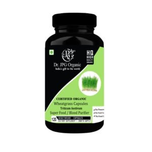 Dr. JPG Organic wheatgrass capsules 120 veg/Natural Antioxidant/Immunity Booster/INDIA Organic Certified
