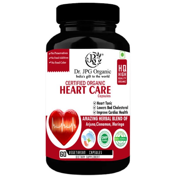 Heart Care 650mg, 60Veg. Cpa. | INDIA Organic Certified | ISO & GMP Certified.