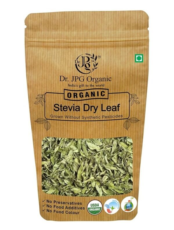 DR. JPG ORGANIC Stevia Dry Leaves Organic 150g / Stevia Sugar Free/Natural Sweetener/Stevia Rebaudiana/Zero Calorie INDIA ORGANIC Certified. Pack Of 1