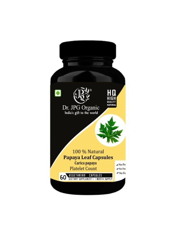 Dr. JPG Organic papaya capsuels 60veg. For Pletlets Count/Papaya Leaf powder Capsules\Organic Certified