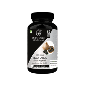 Dr. JPG Organic Black garlic Extract Capsules 500mg, 60 Veg. For Improves heart health/Regulates blood sugar levelsOrganic Certified