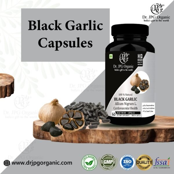 Dr. JPG Organic Black garlic Extract Capsules 500mg, 60 Veg. For Improves heart health/Regulates blood sugar levels\Organic Certified - Image 4