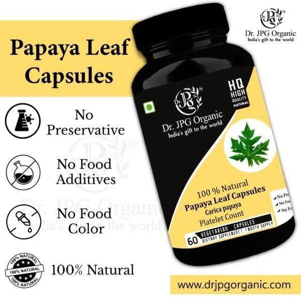 Dr. JPG Organic papaya capsuels 60veg. For Pletlets Count/Papaya Leaf powder Capsules\Organic Certified - Image 2